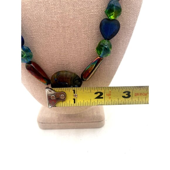 Colorful Multicolor Beaded Necklace Toggle Clasp Stones & Faux Rocks - Picture 3 of 5